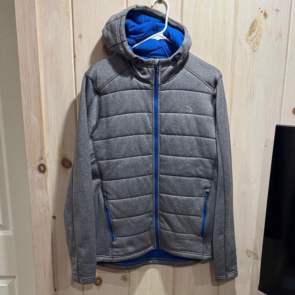 L.L. Bean Men's Gray and Blue Performance Jacket - Size Medium